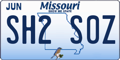 MO license plate SH2S0Z