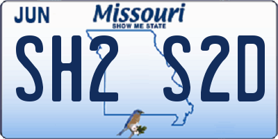 MO license plate SH2S2D