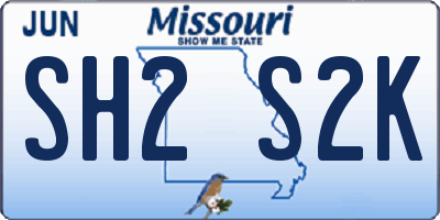 MO license plate SH2S2K