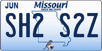 MO license plate SH2S2Z