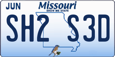 MO license plate SH2S3D