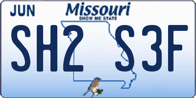 MO license plate SH2S3F