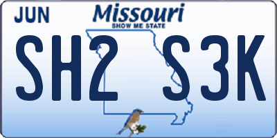 MO license plate SH2S3K