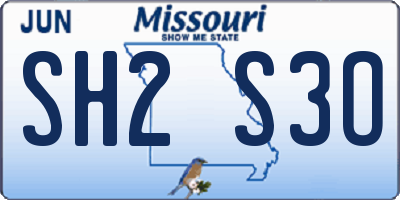 MO license plate SH2S3O