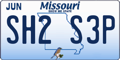 MO license plate SH2S3P