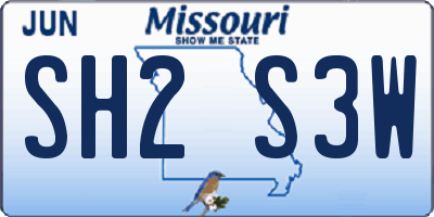 MO license plate SH2S3W