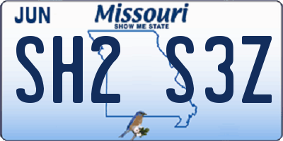 MO license plate SH2S3Z
