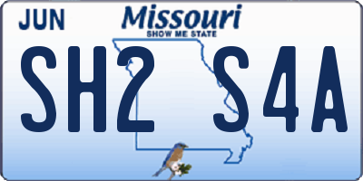 MO license plate SH2S4A