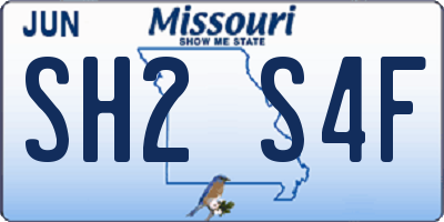 MO license plate SH2S4F