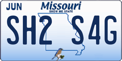 MO license plate SH2S4G