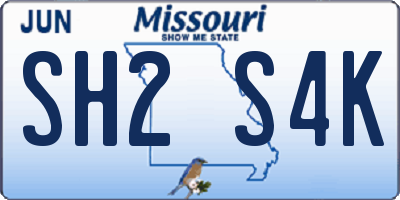 MO license plate SH2S4K