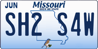 MO license plate SH2S4W
