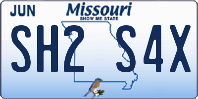 MO license plate SH2S4X