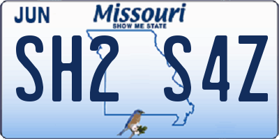 MO license plate SH2S4Z