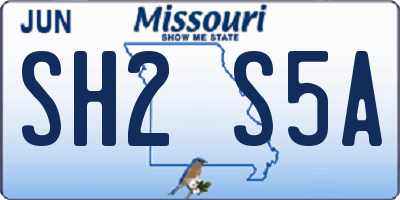 MO license plate SH2S5A