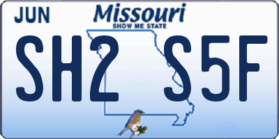 MO license plate SH2S5F