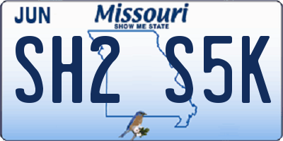 MO license plate SH2S5K