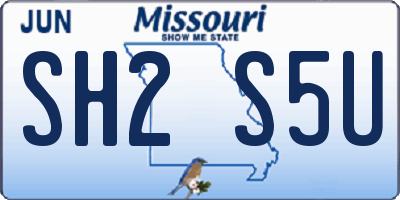 MO license plate SH2S5U