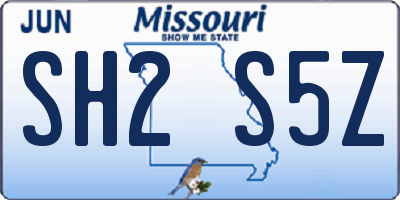 MO license plate SH2S5Z