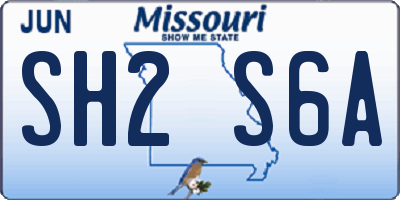 MO license plate SH2S6A