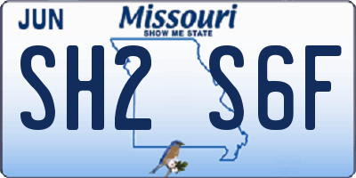 MO license plate SH2S6F