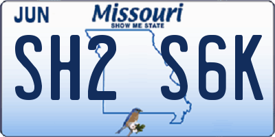 MO license plate SH2S6K