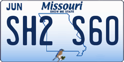 MO license plate SH2S6O