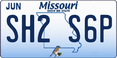 MO license plate SH2S6P