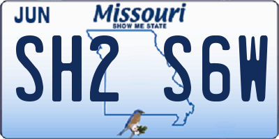 MO license plate SH2S6W