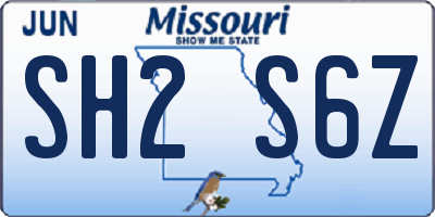 MO license plate SH2S6Z
