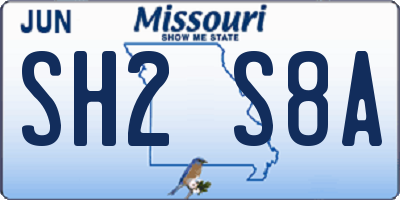 MO license plate SH2S8A