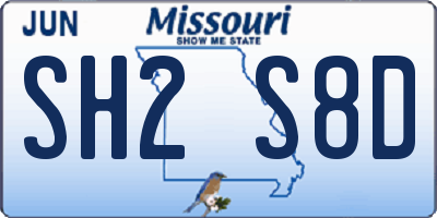 MO license plate SH2S8D