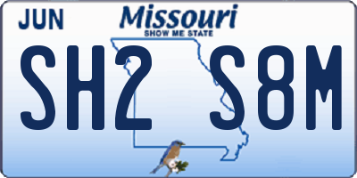 MO license plate SH2S8M
