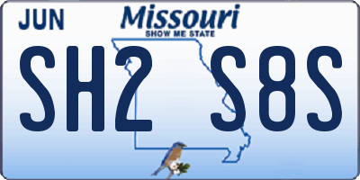 MO license plate SH2S8S
