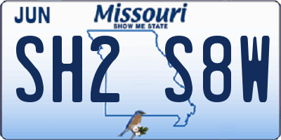 MO license plate SH2S8W