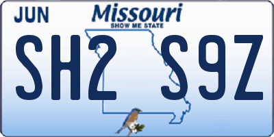MO license plate SH2S9Z