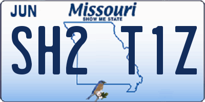MO license plate SH2T1Z