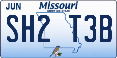 MO license plate SH2T3B