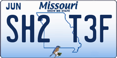 MO license plate SH2T3F