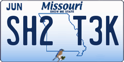 MO license plate SH2T3K