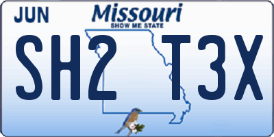 MO license plate SH2T3X