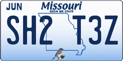 MO license plate SH2T3Z