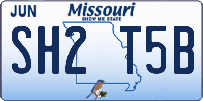 MO license plate SH2T5B