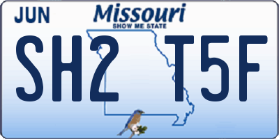 MO license plate SH2T5F