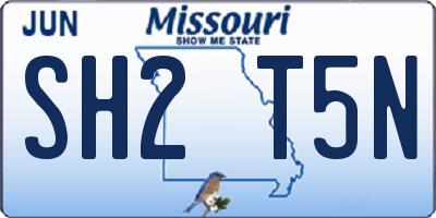 MO license plate SH2T5N