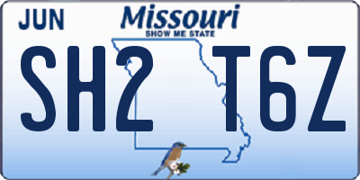 MO license plate SH2T6Z