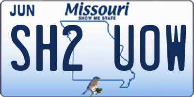 MO license plate SH2U0W
