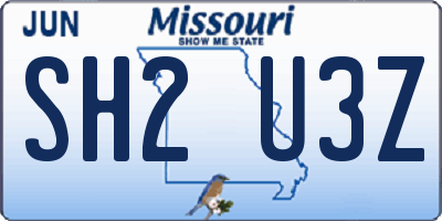 MO license plate SH2U3Z