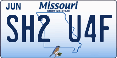 MO license plate SH2U4F