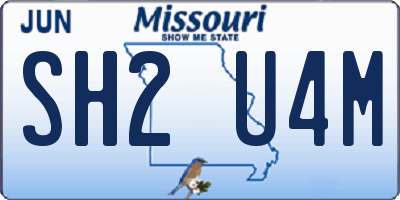 MO license plate SH2U4M